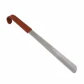 Stainless steel long shoe horn with brown leather handle, 42cm durable metal shoehelper. - Mirror Polished 42cm Curved Hook with Leather Case