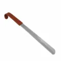 70cm stainless steel long shoe horn with brown leather handle cover heavy duty shoehelper - Mirror Polished 52cm Curved Hook with Leather Case