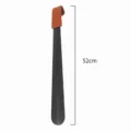 52cm long stainless steel shoehorn with premium leather handle for easy daily use. - 52cm Curved Hook Shoehorn with Leather Case (Black Lacquer)
