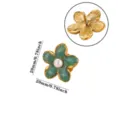 Stainless steel 18k gold plated green enamel flower pearl brooch pin jewelry 20mm - Color Flower Pearl Style (XZ368)