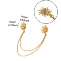 Gold-tone sun collar chain brooch featuring double draped chains and secure pin back design. - Sun Double Chain Style (XZ445)