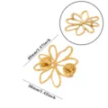 Gold-plated stainless steel hollow flower brooch with pin clasp, elegant accessory measuring 40x36mm. - Stereo Hollow Flower Style (XZ455)