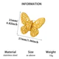 Elegant 18k gold plated stainless steel butterfly brooch pin fashion clothing jewelry item - Gold Butterfly Style (XZ379)