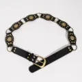 Y2K gothic punk rivet leather belt retro waist accessory for women fashion streetwear - Without Fur Style / Black