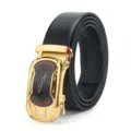 Men's automatic leather belt with gold car design buckle and luxury business style - Style 2