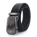Men's automatic buckle leather belt with luxury car front metal design and classic style. - Style 3