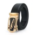 Men's leather belt automatic buckle business casual black gold stylish waist strap - Style 5