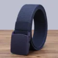 Tactical nylon belt for outdoor sports, durable canvas work belt for men and women. - Navy Blue