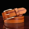 Men casual PU leather belt with metal pin buckle stylish business trouser strap for daily wear - 115cm / Orange