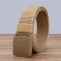Detail shot of the khaki tactical nylon belt, showing the durable woven texture and buckle. - Khaki