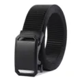 Mens casual nylon belt with metal automatic buckle for outdoor daily wear in black color - 125cm / Black