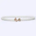 Elegant pearl waist chain with rhinestone butterfly buckle for women dress sweater decoration. - 2