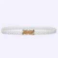 Elegant women pearl waist belt with gold flower buckle sweet dress decorative chain - Style 3