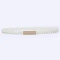 Women pearl rhinestone waist chain elastic belt for dress sweater decorative details - 5