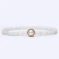 Pearl rhinestone belt detail, elegant white beaded waist chain for dresses and sweaters. - 8