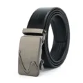 Men black leather belt with gunmetal automatic metal buckle casual business stylish trousers belt - Style 20
