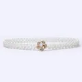 Pearl rhinestone waist belt for women, elegant dress sweater decorative elastic waist chain. - 14