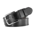 Men's black leather belt with stylish pin buckle and embossed skull design for casual wear. - 115cm / Black
