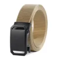 Men's casual khaki nylon belt with black metal automatic alloy buckle for outdoor wear - 125cm / Khaki