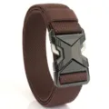 Men's tactical nylon belt with quick release buckle, durable outdoor heavy duty utility belt. - Coffee