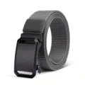 Mens casual tactical nylon belt with black metal automatic buckle for outdoor daily use. - 125cm / Gray