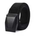 Detailed close-up of a black tactical nylon belt with durable buckle, sturdy daily wear gear. - Black / 125cm