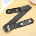 Elastic stretch waist belt detail, adjustable buckleless design for jeans and dresses. - Gray