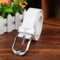 Men white leather belt casual metal pin buckle business trousers belt stylish daily wear. - 115cm / White