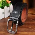 Men's Black Leather Belt Vintage Pin Buckle Casual Business Belt Accessories for Men - 115cm / Black