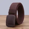Brown nylon canvas belt for men and women, metal-free casual trouser strap with buckle. - 120cm / Coffee
