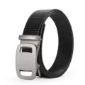 Men's tactical nylon belt with automatic metal buckle casual black belt for daily sports - Black / 120cm