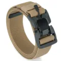 Nylon tactical stretch belt with quick release buckle, durable outdoor training strap. - 125cm / Khaki