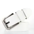 White leather belt for men with stylish metal pin buckle, classic casual design. - 115cm / White