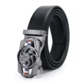 Heren zwart lederen riem met metalen roterende automatische gesp zakelijke mode design - Stijl 1