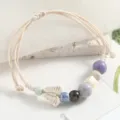 Fresh ceramic beaded bracelet with cute butterfly charm, literary forest style wrist jewelry. - Butterfly Square Beige