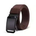 Brown Nylon Belt Men Casual Tactical Belt with Black Alloy Automatic Buckle Variant - 125cm / Brown
