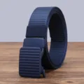 Taktischer Nylon-Canvas-Gürtel für Herren mit Automatik-Schnalle, langlebiger Freizeit-Militärgürtel. - 125cm / Marineblau
