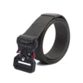 Detailed view of the tactical nylon belt featuring a quick-release metal cobra buckle. - 125cm / Gray