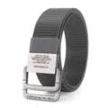 Nylon canvas belt for men and women, tactical casual double ring buckle design, grey color. - Gray