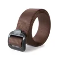 Ceinture tactique marron en nylon pour homme avec boucle plastique noire pour sport extérieur quotidien - 125cm / Café