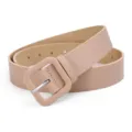 Khaki Women PU Leather Belt with Chic Square Buckle Fashion Variant Style Display - 105cm / Khaki