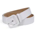 Women white belt casual fashion waist belt with square buckle for jeans daily wear - 105cm / White