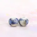 Blue and white porcelain round ceramic beads for DIY jewelry making, bracelets and necklaces. - Beige Blue (Price for 1 Piece)