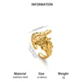 Roestvrij Staal Verguld Geometrische Open Ring Minimalistische Dames Sieraden Stijl - Open Verstelbaar / Onregelmatige Lava Stroomlijn Stijl (JZ9725)