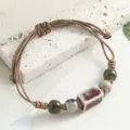 Retro Chinese style ceramic braided adjustable bracelet, elegant beaded hand jewelry accessory. - Short Square Column Concubine Style