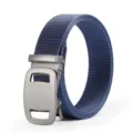 Blue tactical nylon belt for men with automatic metal buckle, casual outdoor jeans belt. - Sapphire Blue / 120cm