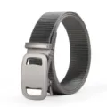 Grey tactical nylon belt with metal automatic buckle, casual outdoor men webbing belt SKU - Gray / 120cm