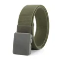 Close-up view of the army green tactical nylon belt with a durable matte resin buckle. - 125cm / Army Green