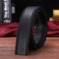 Cinghia per cintura automatica uomo pelle nera grana litchi larghezza 3.5cm molto elegante - 105-125cm / Nastro a bordo smussato nero