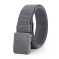Detail view of the durable gray tactical nylon belt with a secure plastic buckle, perfect for outdoor use. - 125cm / Gray